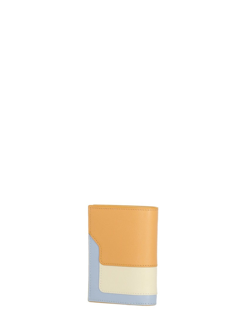 Marni Compact Color-Block Leather Wallet With Gold Accents