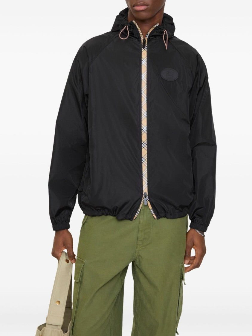 Burberry Minimalistic Black Nylon Jacket With Hood