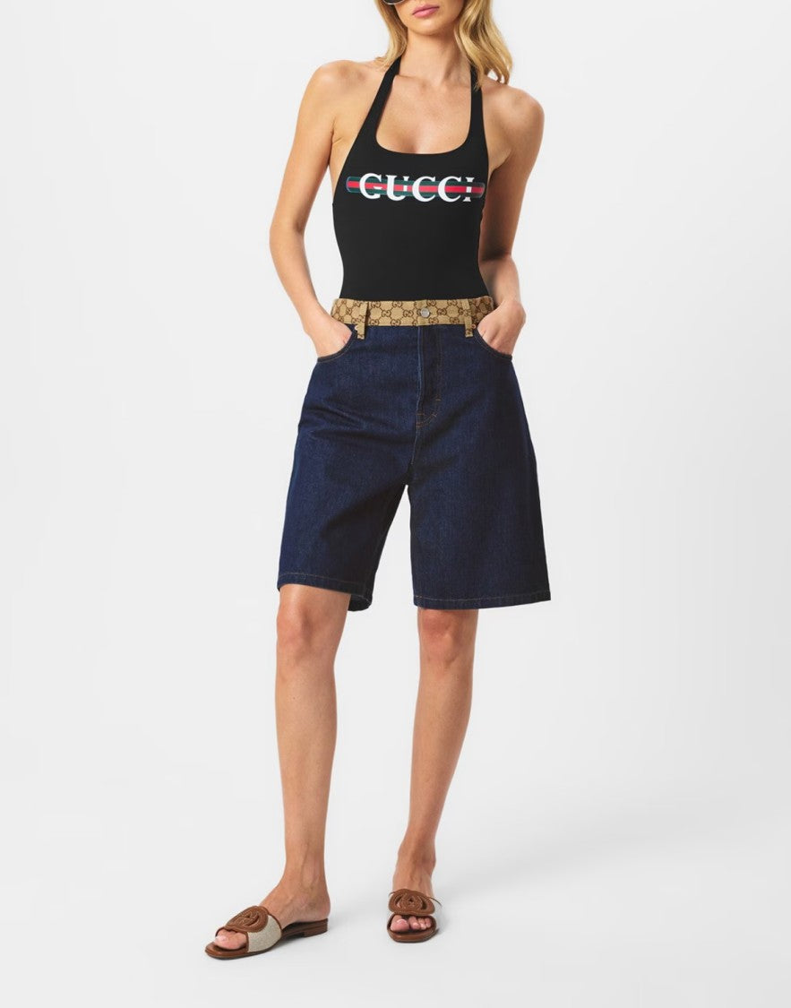 Gucci Sparkling Logo One Piece Swimsuit