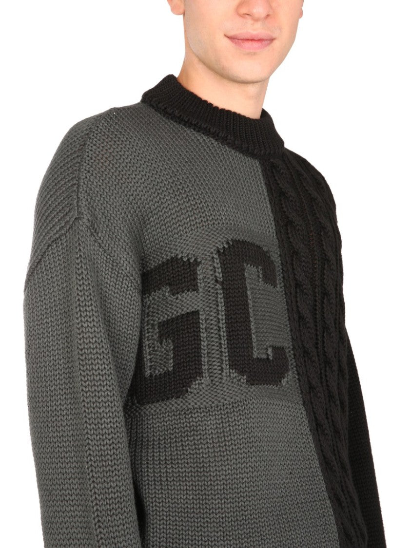 Gcds Crew Neck Two-Tone Sweater