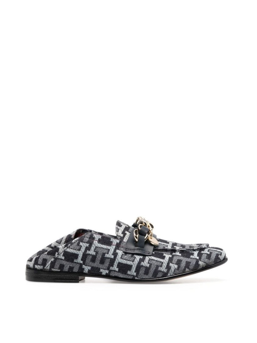 Tommy Hilfiger Chain Detail Monogram Denim Loafers