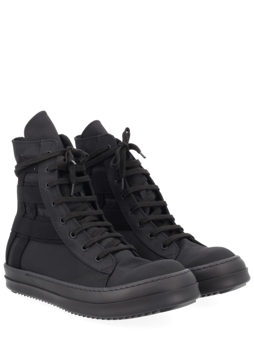 Drkshdw By Rick Owens Black Vegan Sneaks Layered High-Top Sneakers