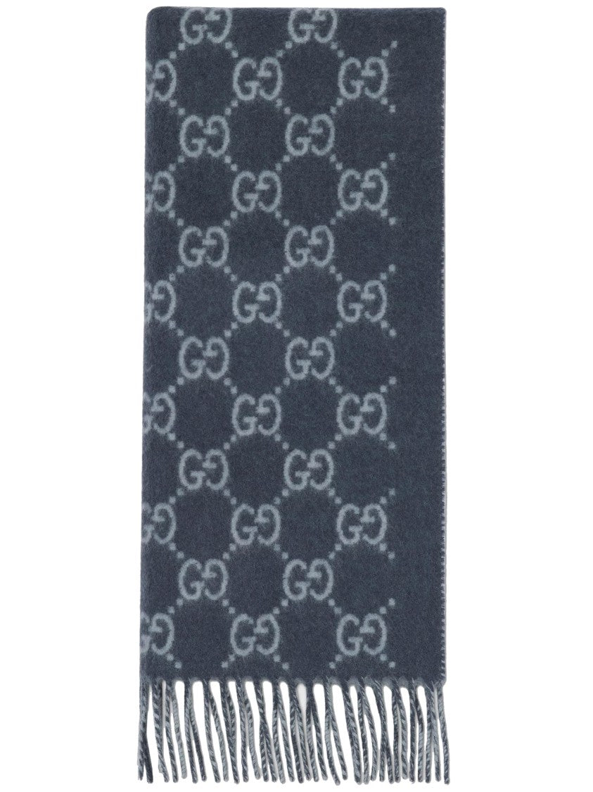Gucci Grey New Canvy Reversible Gg Scarf
