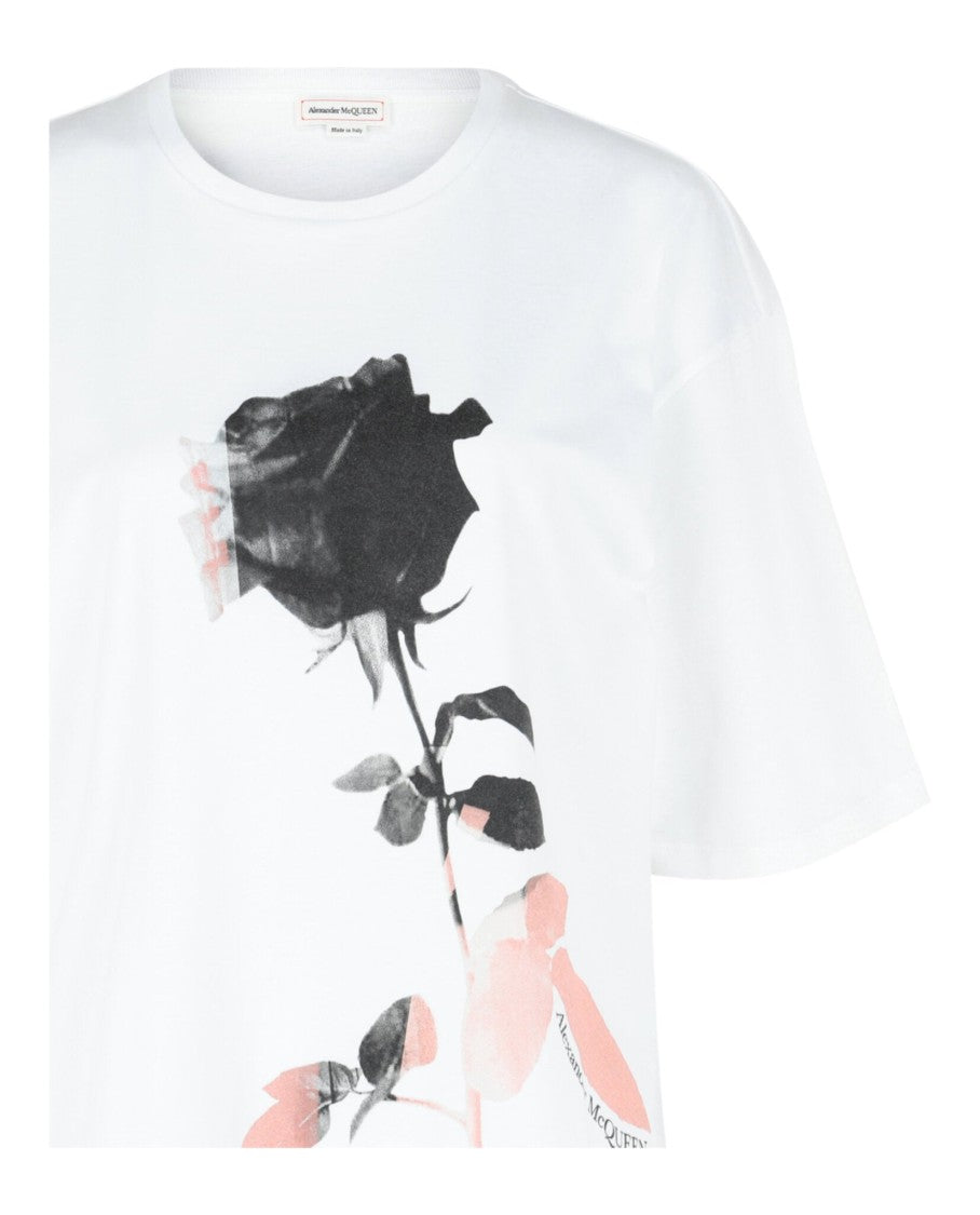Alexander Mcqueen Rose Print Graphic T-Shirt