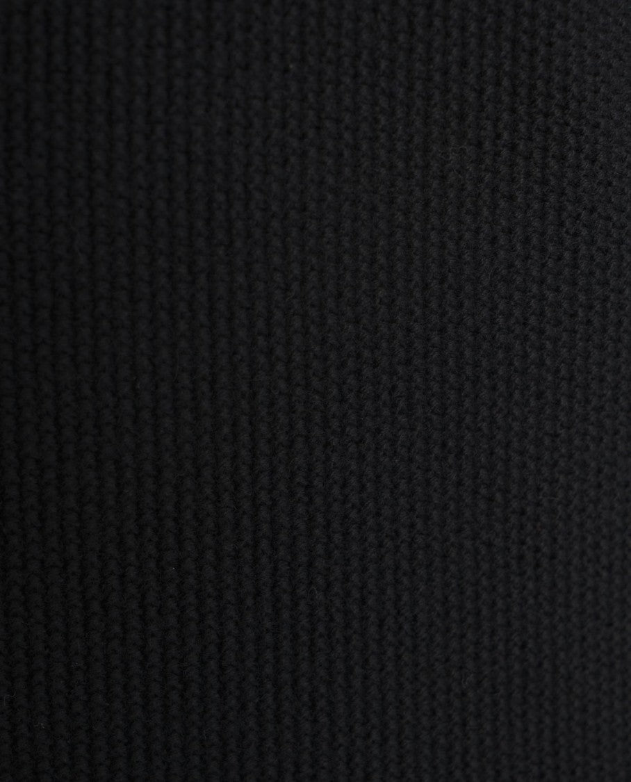 Hannes Roether Refined Black Wool Sweater With Ribbed Texture