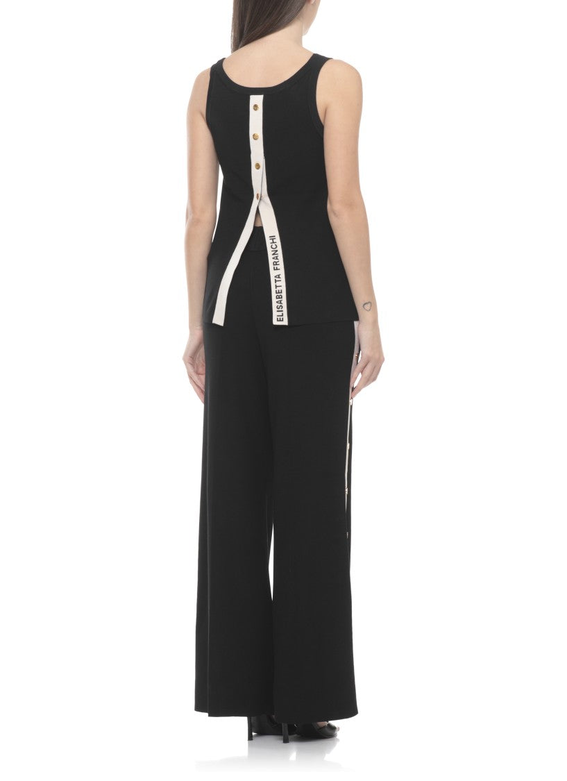 Elisabetta Franchi Black Logo Button Viscose Tank Top