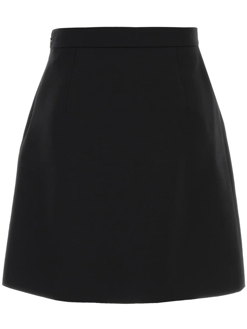 Valentino Black Structured A-Line Cotton Mini Skirt