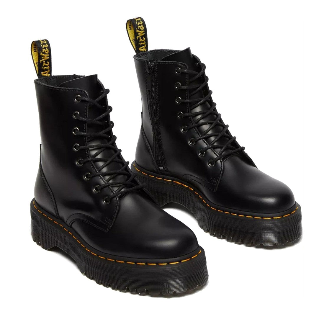 Dr. Martens Black Jadon Chunky Sole Zipper Leather Ankle Boots