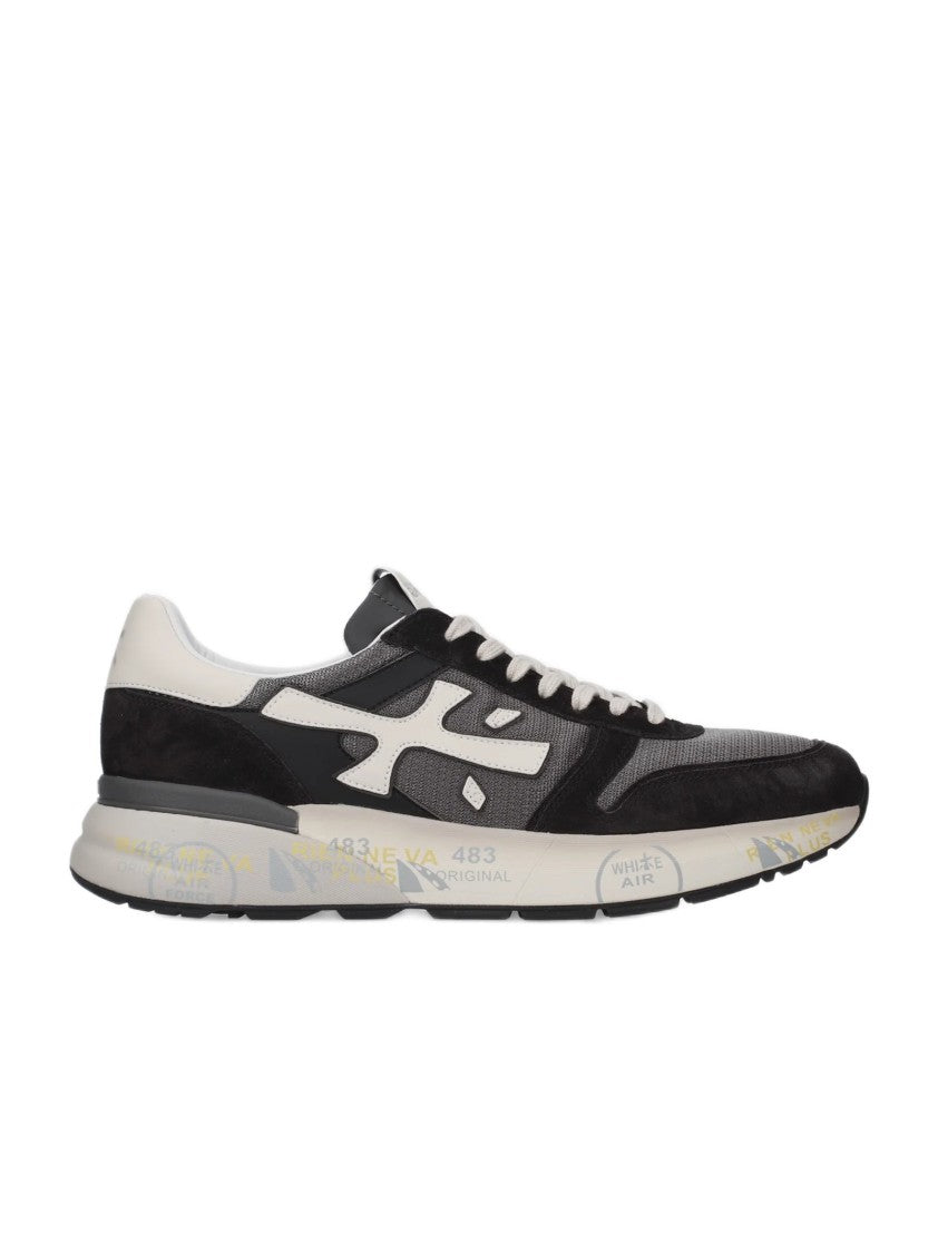 Premiata Low-Profile Dark Grey Sneakers With Suede And Mesh Textures