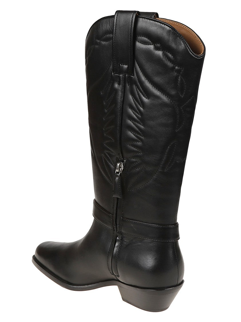 Patrizia Pepe Calf Leather Ankle Strap Pointed Toe Boots