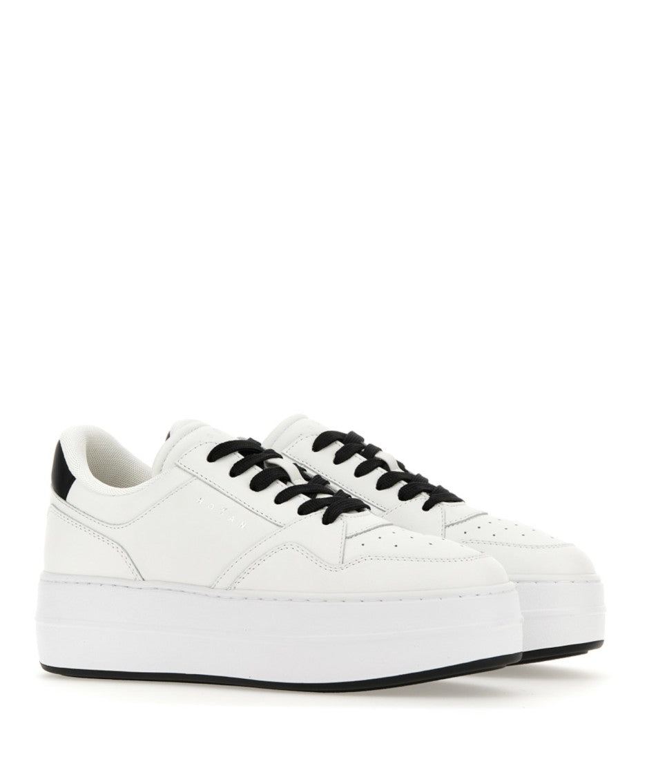 Hogan White Leather Sneakers With Platform Sole