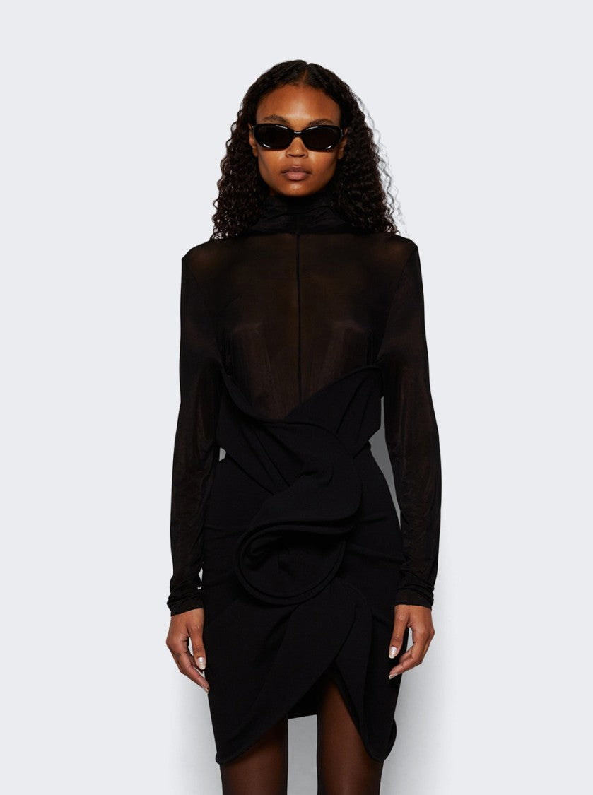 Magda Butrym Sculptural High-Neck Mini Dress Black