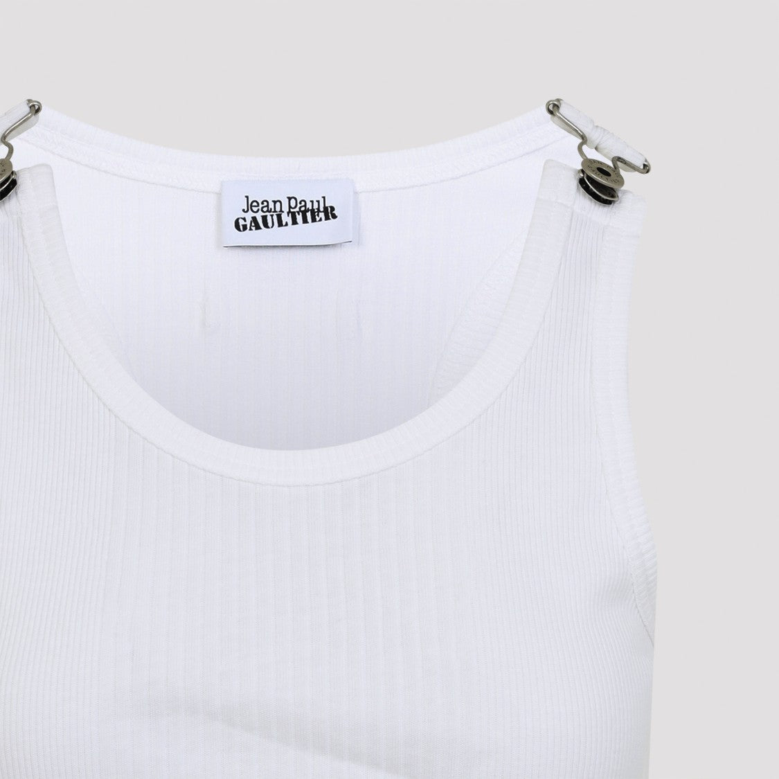 Jean Paul Gaultier Ribbed Cotton Tank Top With Silver Buckles