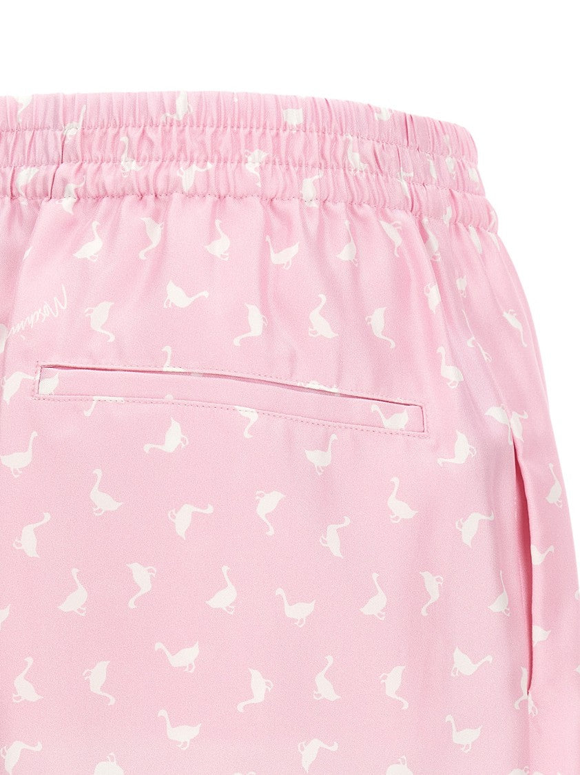 Moschino Pleated Cotton Poplin Shorts With Two-Tone Waistband