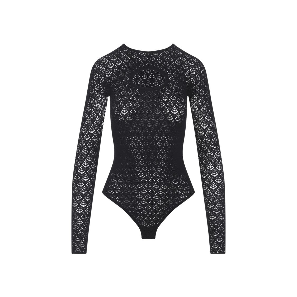 Wolford Fitted Bodysuit With Lace Detailing And High Neckline