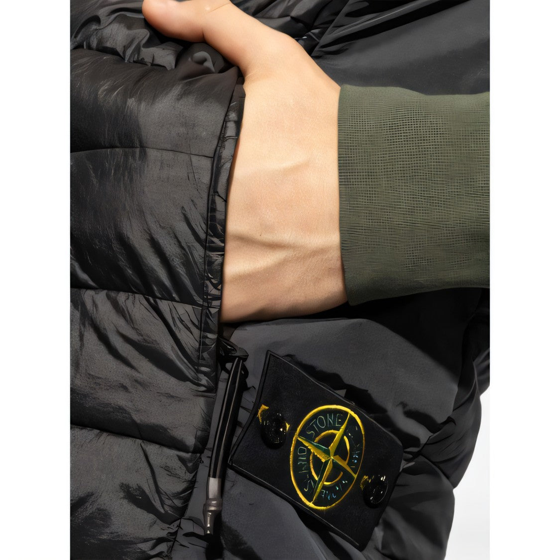 Stone Island Quilted Black Vest With High Collar And Zipper Closure