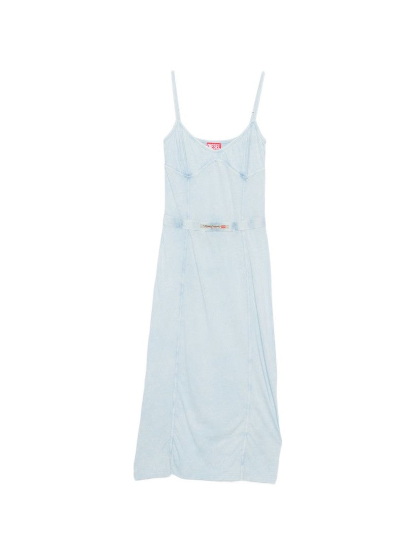 Diesel Blue White Panelled Slim Midi Dress