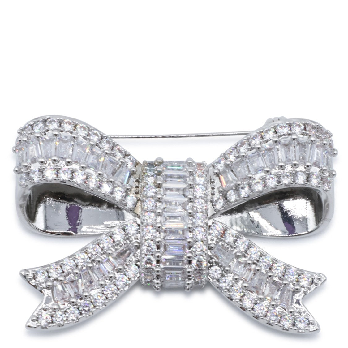 Self-Portrait Bow-Shaped Brooch With Clear Crystals And Silver-Tone Finish