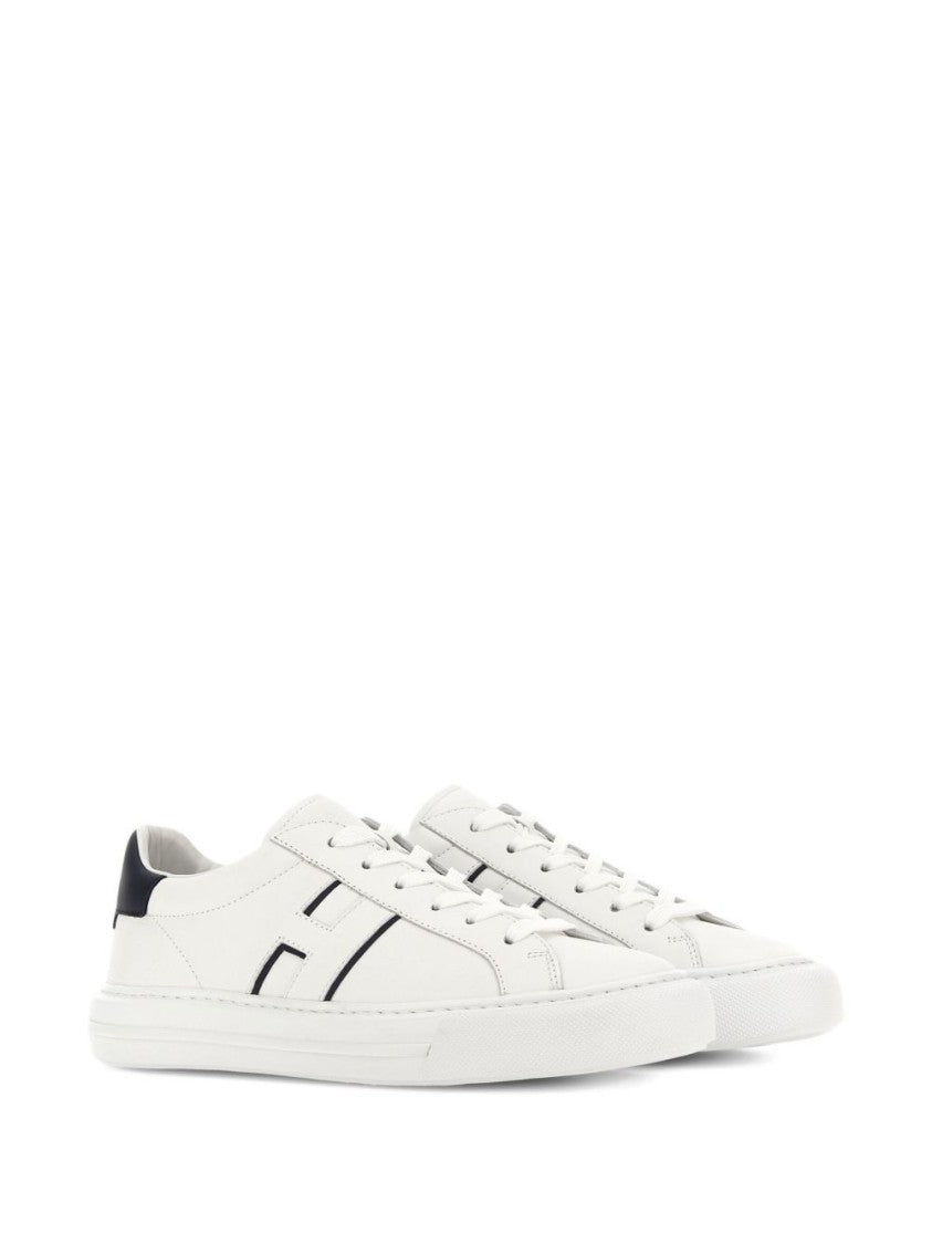 Hogan White Leather Sneakers With Logo Design And Rubber Sole