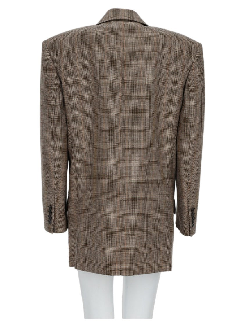 Saint Laurent Double-Breasted Wool Jacket With Prince Of Wales Check Pattern