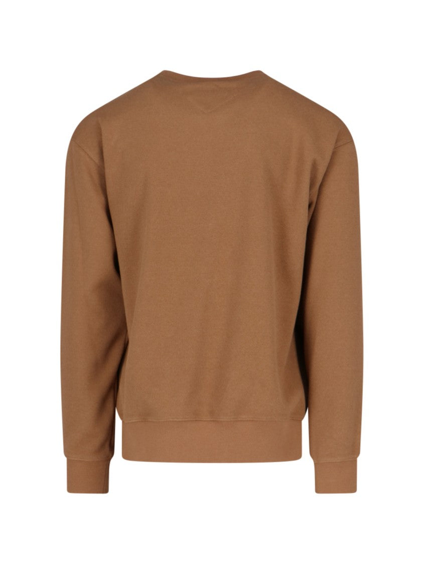 Mcm Logo Crewneck Sweatshirt In Brown Bouclé Fabric