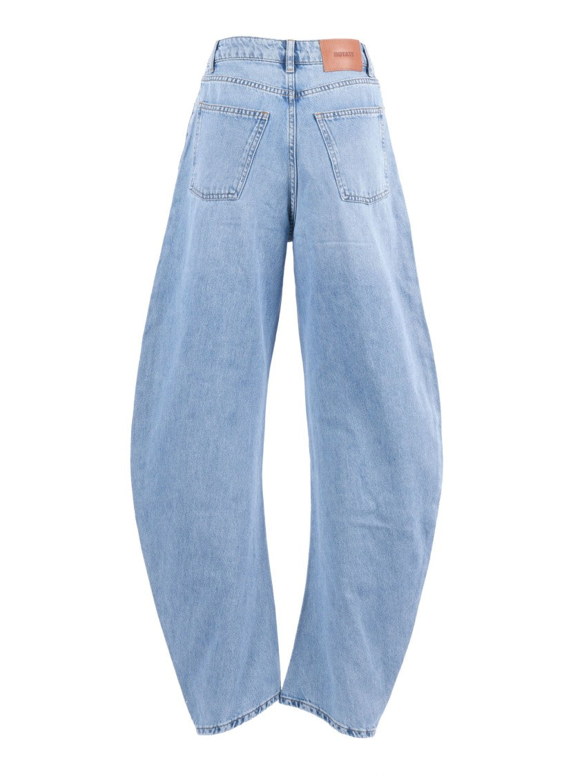 Rotate Blue Draped Barrel Leg Jeans
