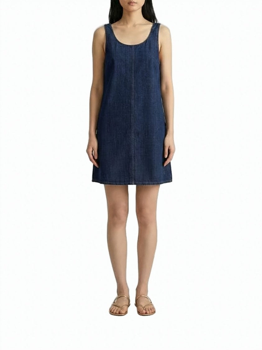 Ami Paris Sleeveless Dark Denim Mini Dress