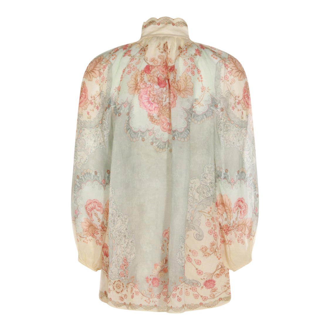 Zimmermann Pastel Floral Print Shirt With Scalloped Collar