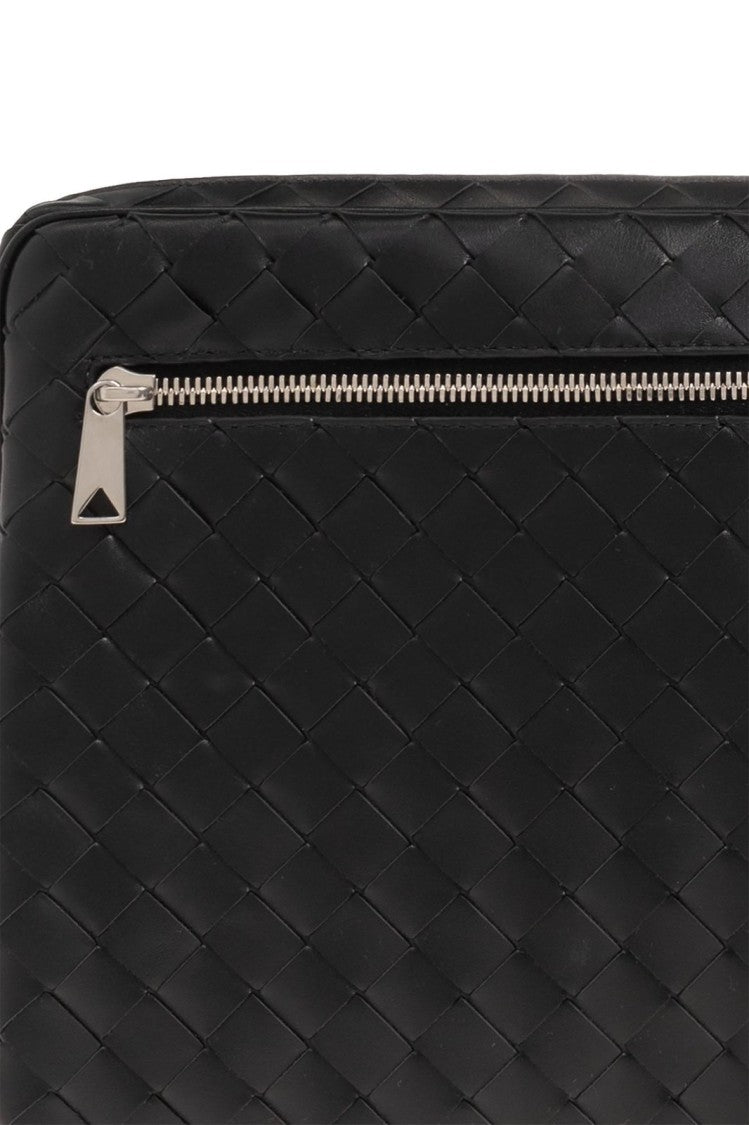 Bottega Veneta Woven Leather Pouch With Metallic Zipper