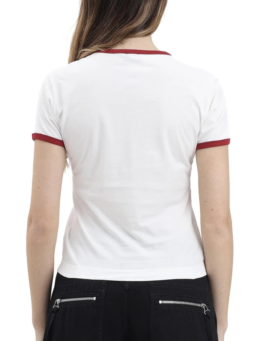 Pinko X Mcdowell White Red Cotton T-Shirt