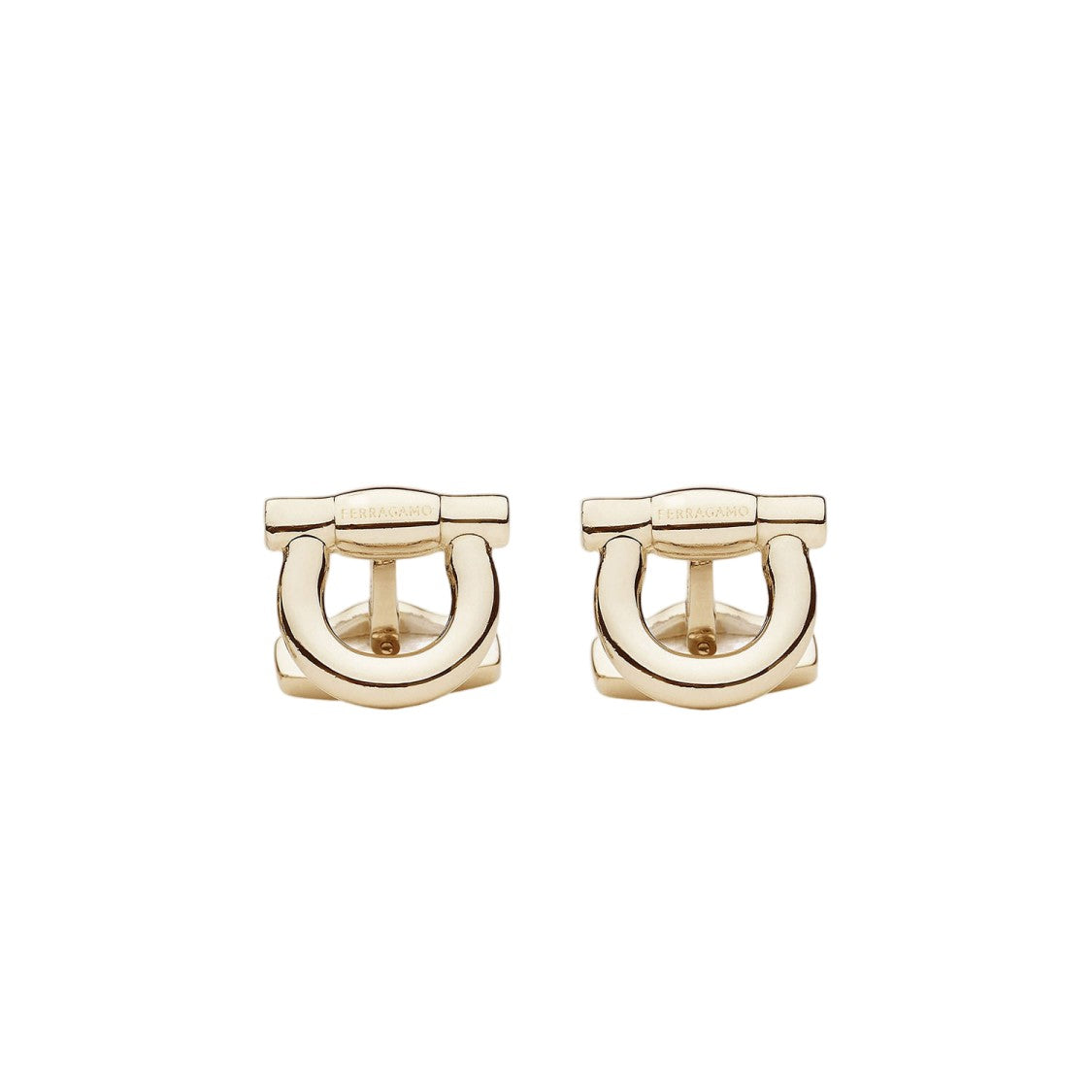 Salvatore Ferragamo Horseshoe-Design Brass Cufflinks