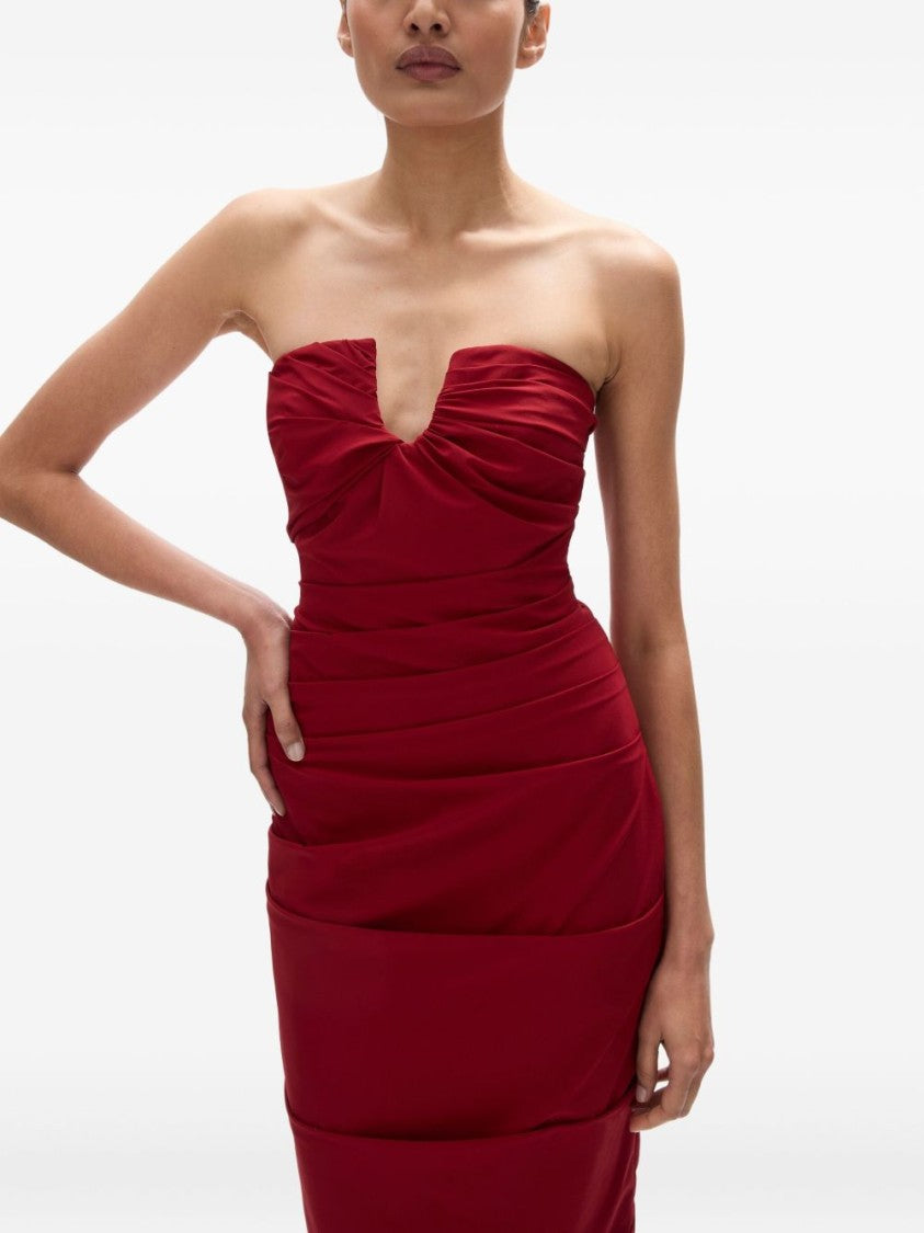Rachel Gilbert Bordeaux Strapless Dress
