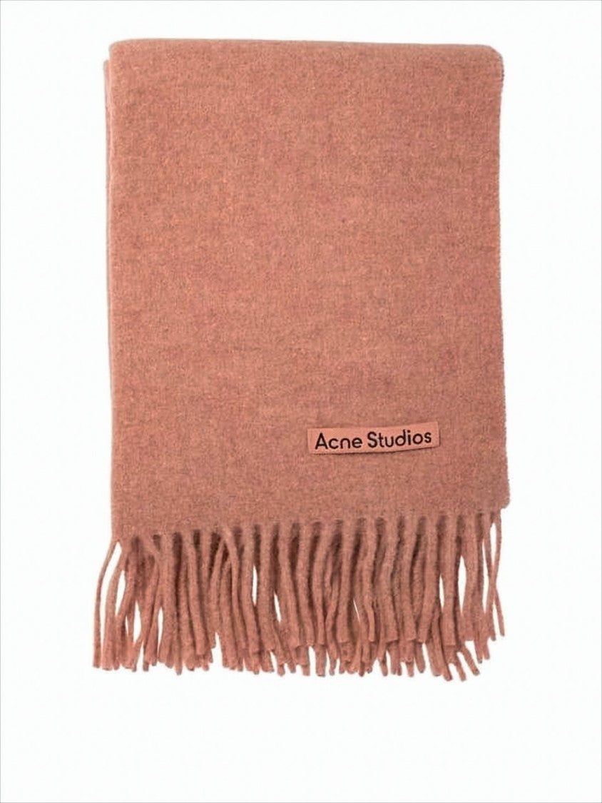 Acne Studios Soft Wool Scarf With Fringed Edges And Textured Finish