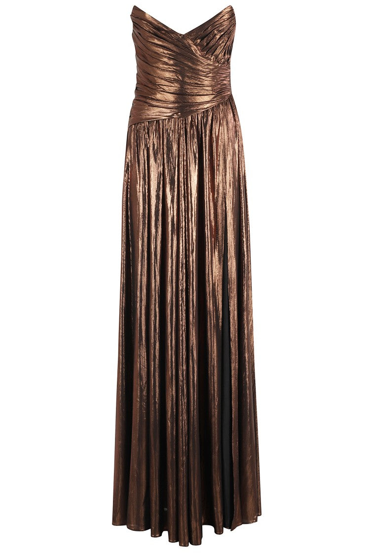 Retrofête Waldorf Floor-Length Dress In Shiny Lamé Fabric