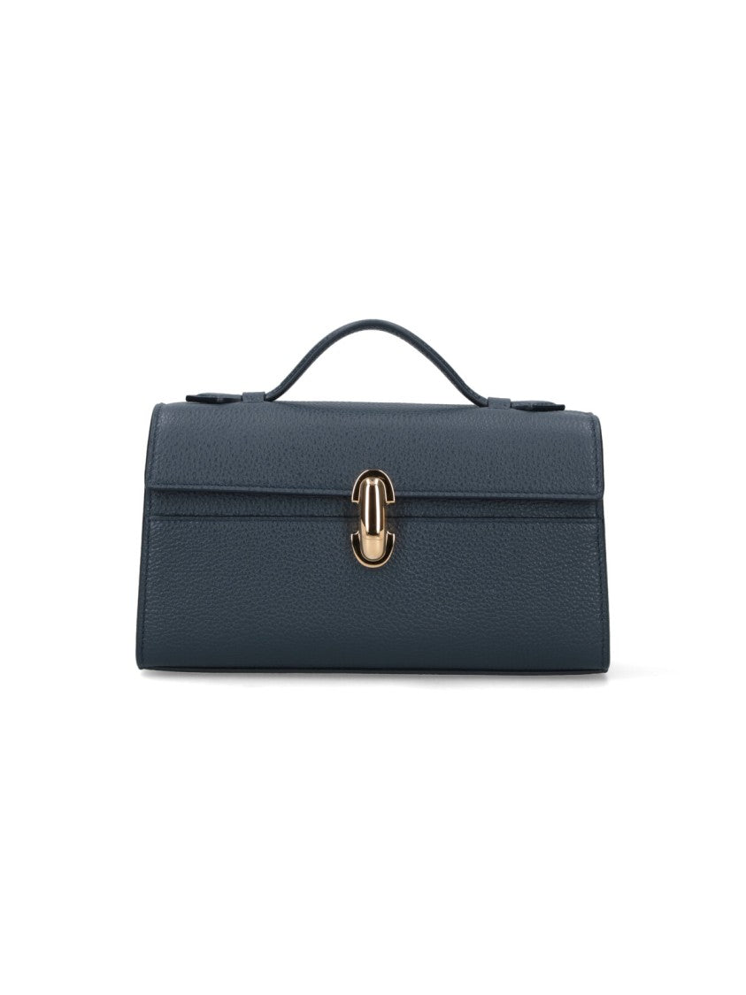 Savette Structured Pebbled Handbag With Gold-Tone Clasp