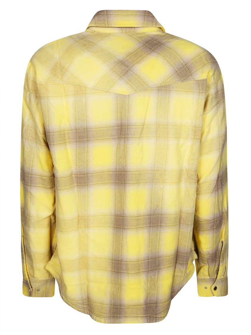 Represent Yellow Plaid Brushed Cotton Shirt