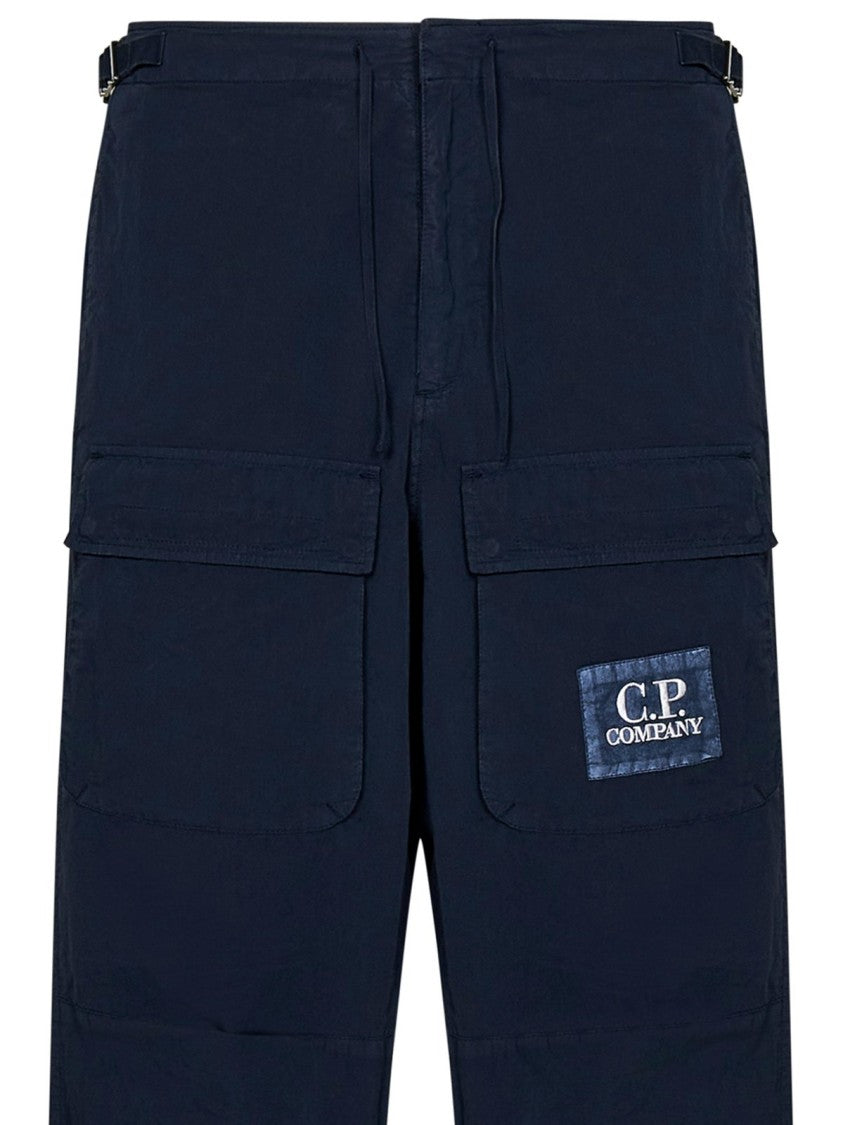 C.P. Company Relaxed Fit Black Cargo Pants With Drawstring Waist And Functional Pockets