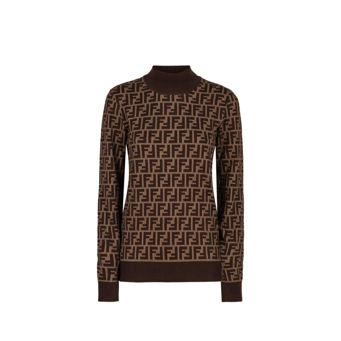 Fendi High Neck Cotton Ff Sweater