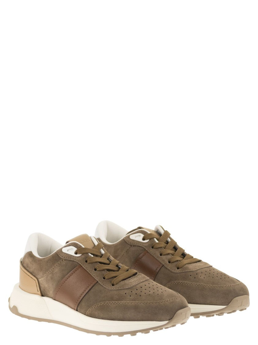 Tod's Suede Upper Sneakers With Smooth Leather Inserts
