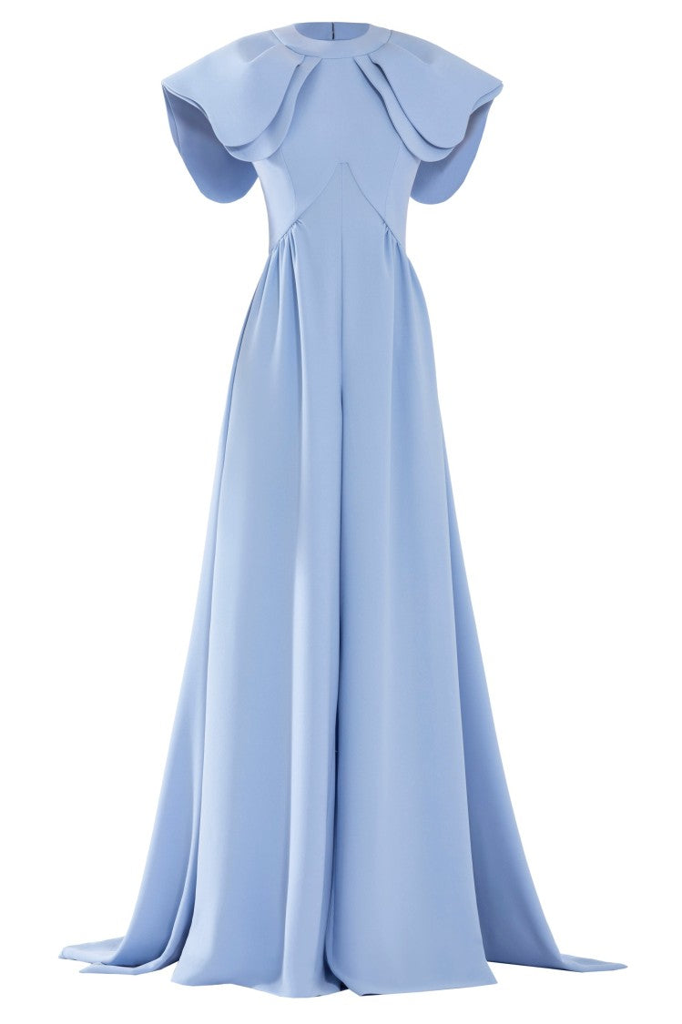 Saiid Kobeisy Back Overskirt Crepe Jumpsuit