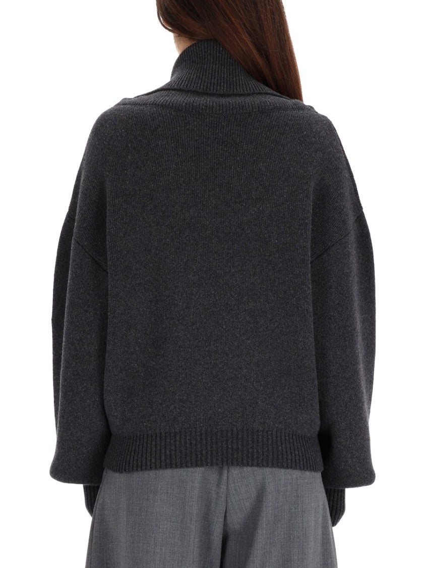 Jacquemus Grey Voluminous Turtleneck Sweater