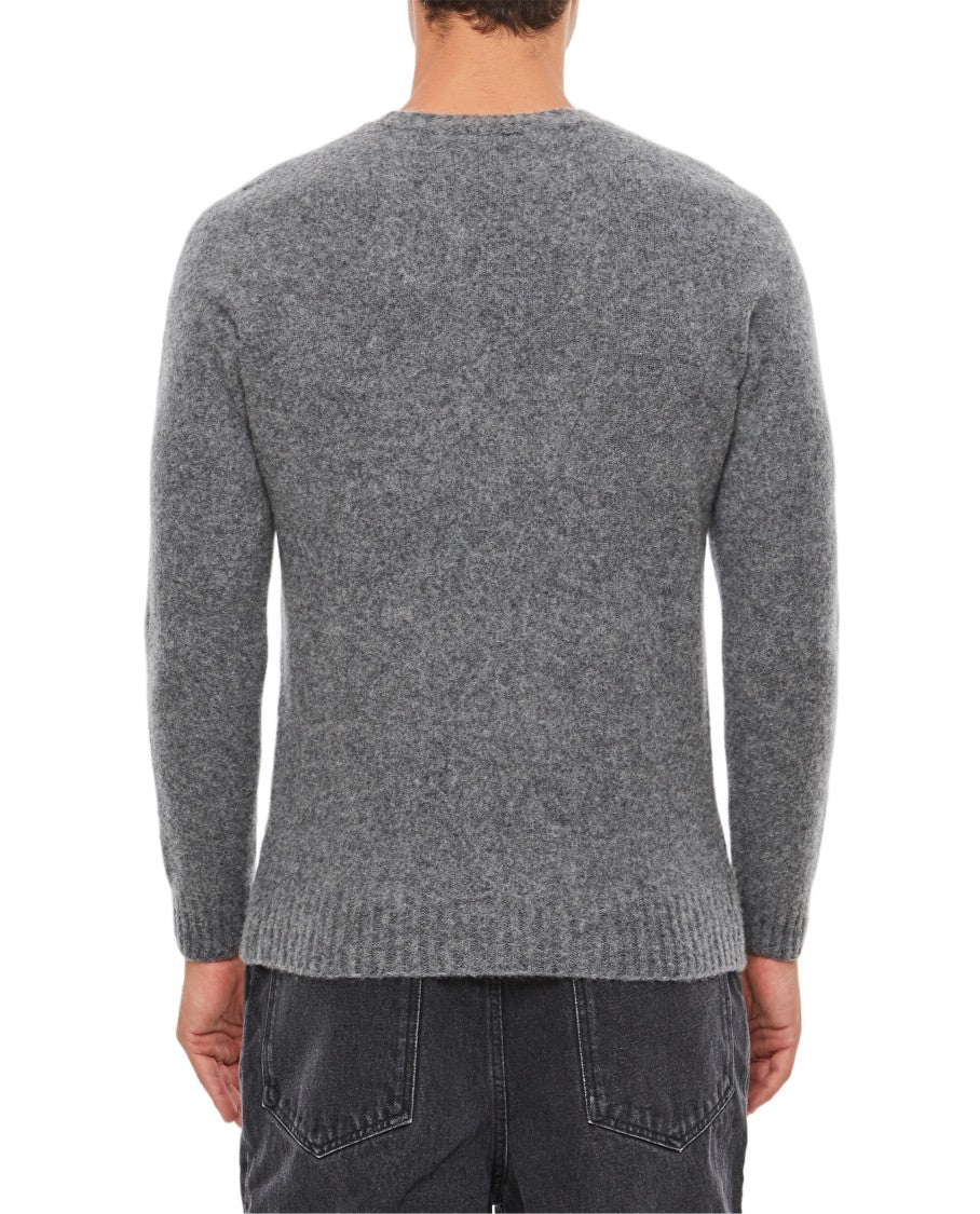 Drumohr Textured Knit Crewneck Sweater With Ribbed Details