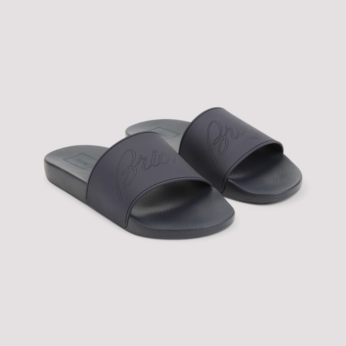 Brioni Pool Navy Blue Elastodiene Sandals