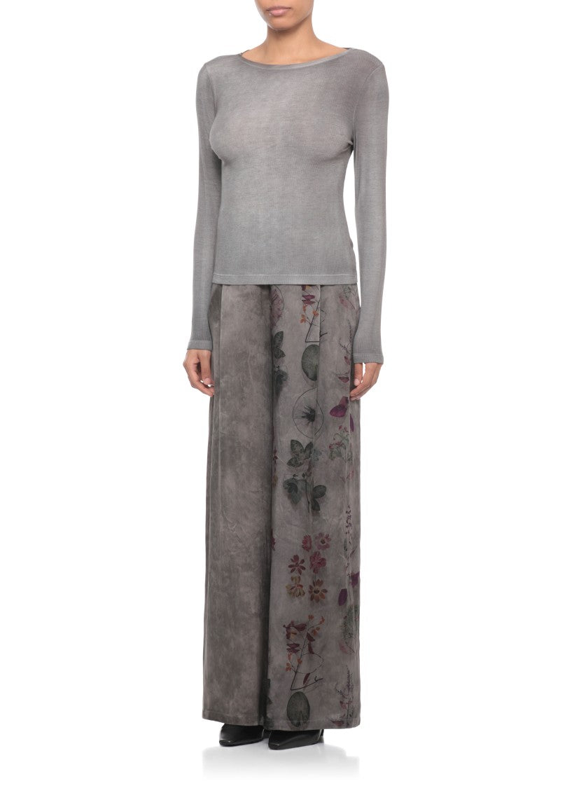 Avant Toi Grey Round Neck Silk-Blend Sweater