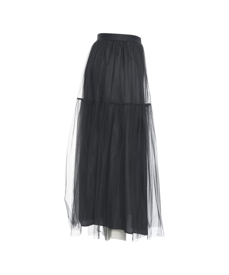 Jucca Maxi Tulle Skirt With Layered Design And Flowing Hem