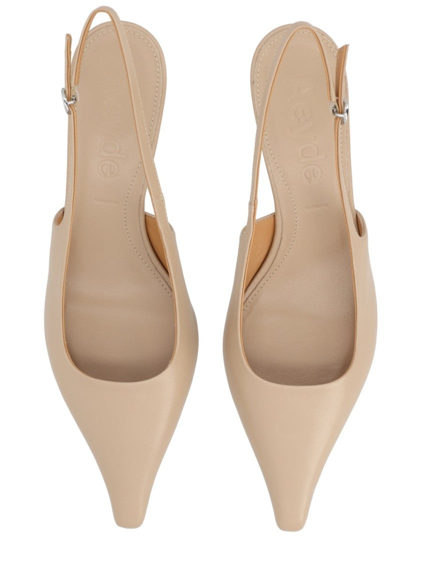 Aeydē Pointed Toe Slingback Smooth Leather Pumps