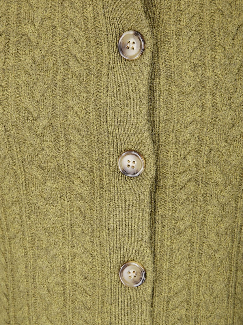 Baum Und Pferdgarten Intricate Knit Sweater With Contrast Buttons And Round Neckline
