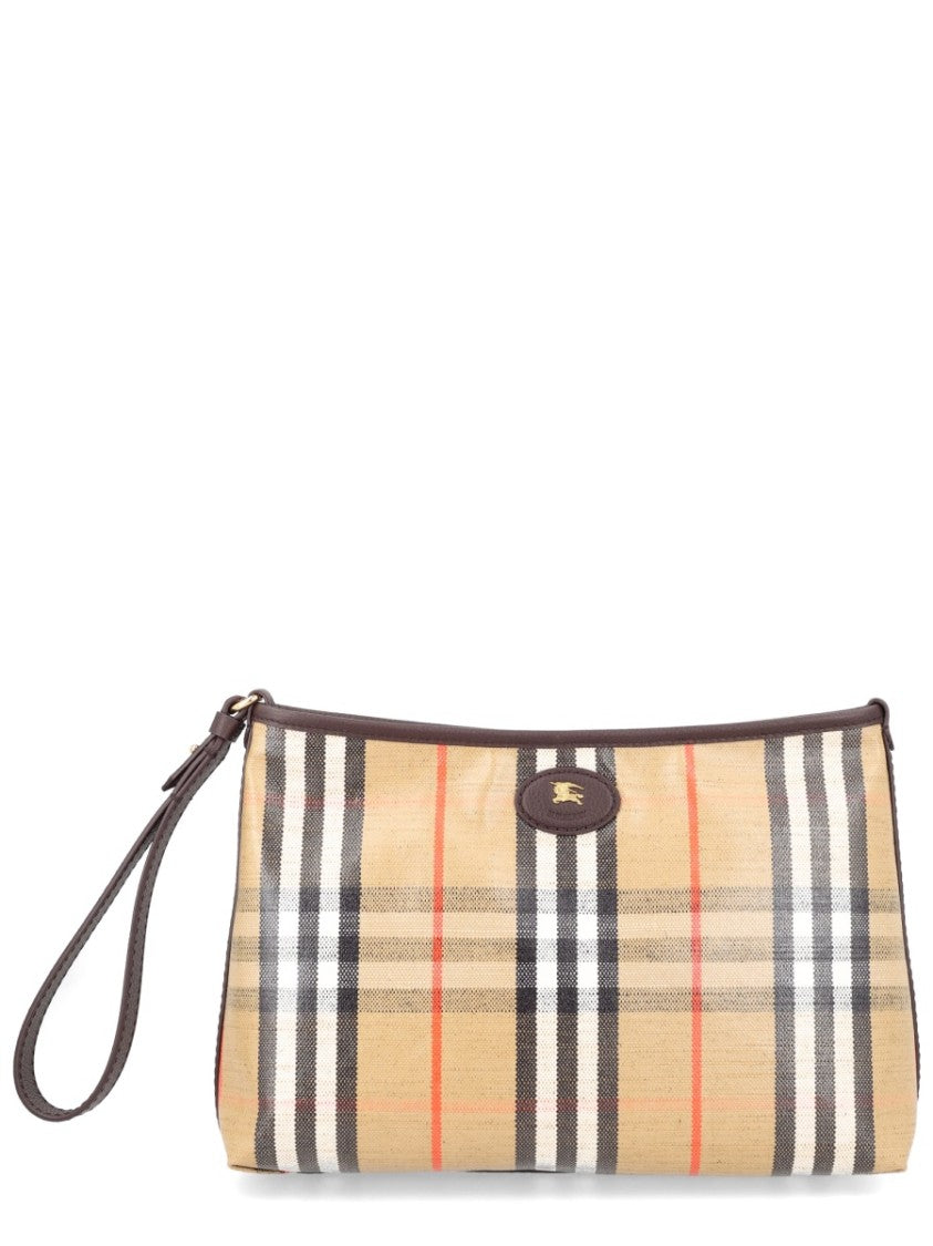 Burberry Beige Highlands Cotton Check Clutch