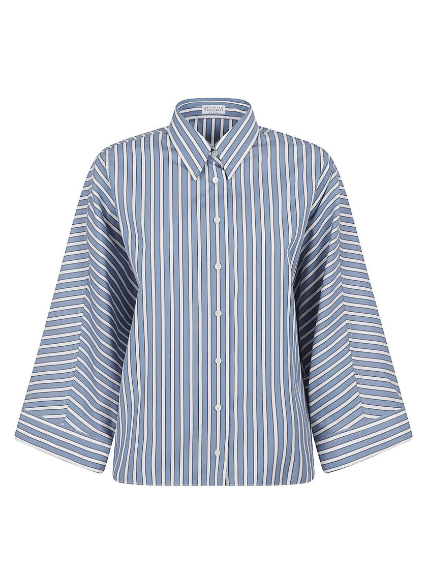Brunello Cucinelli Structured Striped Button-Down Shirt