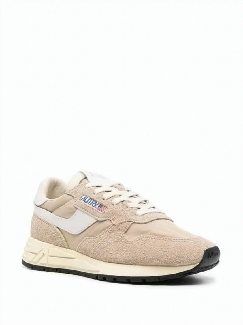 Autry Textured Beige Sneakers With Suede And Nylon Upper
